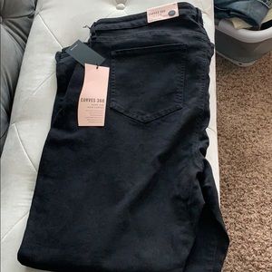 Black straight slim jeans